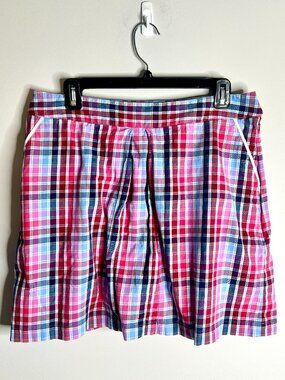 Peter Millar Women's Plaid Sport Golf Skort Colorful Preppy Old Money Pockets 12